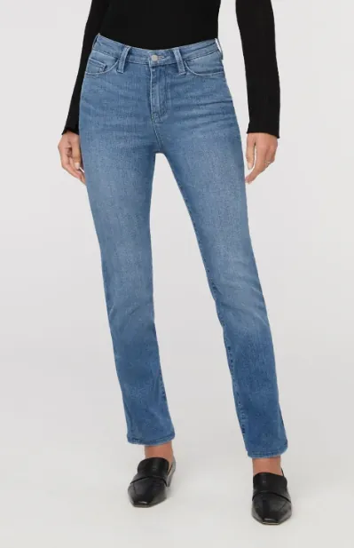 No Sweat Denim High Rise Slim Straight - Worn Rinse